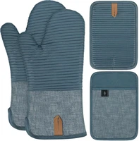 Topflappen Set Ofenhandschuhe Extra Lang Topfhandschuhe Mit Anti-Rutsch Silikon