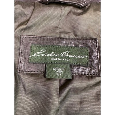 Eddie Bauer Jacket Mens XXL Genuine Lamb Leather Brown Full Zip