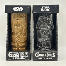 Star Wars Geeki Tikis Original 2016 Chewbacca Darth Vader Ceramic Tiki Mug Lot 2