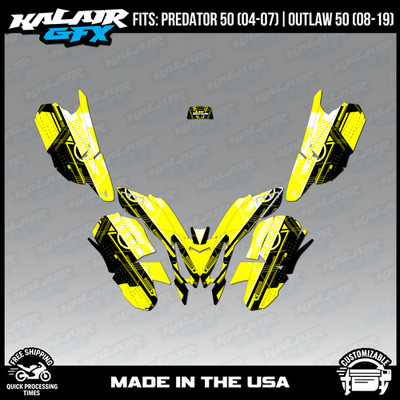 Graphics Kit for POLARIS Predator 50 2004-07 Outlaw50 2008-19 Future-YELLOW