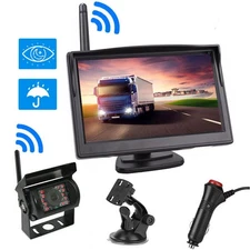 Wireless 5" Monitor IR Night Vision Reverse Camera Kit for Caravan Truck 12V-24V