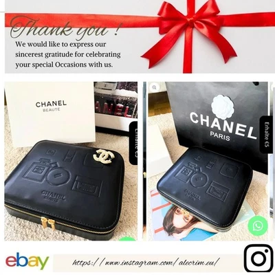 Chanel BEAUTÉ Scatola Portagioie in Pelle - Organizzatore Trucco - Regali Cosmetici Natale
