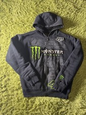 Vintage Fox Racing x Monster Energy & Ricky Carmichael Faux Fur Zip Up Hoodie XL