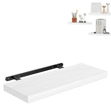 Heavy Duty Floating Shelf 10kg Load Wood Metal Bracket Wall Mounted Living Room