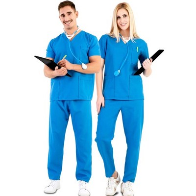 Medizin Kostüm Doktor Arzt Doc Medicus für Erwachsene Gr. 42-52 Blau Unisex