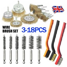 3/9/12/18 Pcs Wire Brush Set Rotary Drill Attachment Wheel Cup Flat Sanding UK