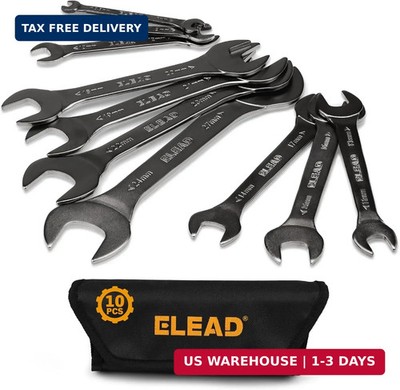ELEAD 10-Piece Super-Thin Open End Wrench Set, Metric 5.5-27mm, CR-V Nickel Plat