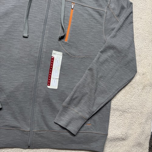 Tehama Hoodie Mens XL Gray Castle Rock Double Knit Zip Chest Pocket Orange Trim - Picture 6 of 14