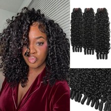 Burmese Curly Bundle Human Hair Weave with Spiral End 3c4a Quick Weave Hair Weft