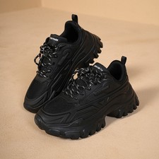 Women's Chunky Platform Fashion Sneakers Lace-Up Lightweight Athletic Shoes