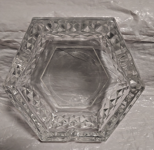 FRANCE heavy CRYSTAL GLASS Octagon, change and coin  ASHTRAY