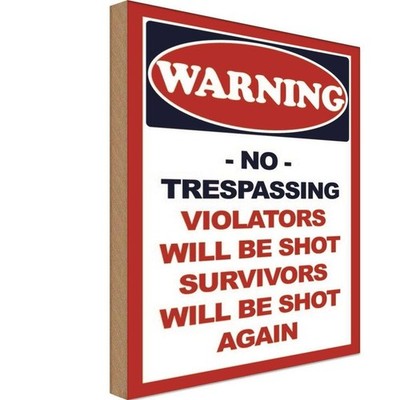 Holzschild 18x12 cm Warning no trespadding Warnschild Hinweisschild Deko Geschen