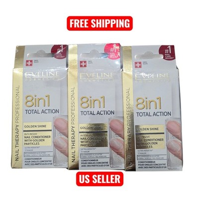 Eveline Total Action 8 in 1 GOLDEN SHINE Intensive Nail Conditioner  3 x 12ml