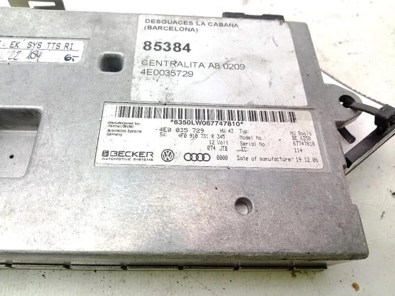 4E0035729 centralina per AUDI A8 (4E2 4E8) 2002 20800024 - Immagine 3 di 3