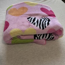 Garanimals Plush Baby Blanket Zebra Print Hearts Girl Pink Sherpa Security