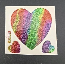 VTG LARGE Sticker Sheet Sandylion Hallmark Sticker Module Rainbow Glitter Hearts