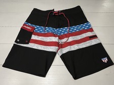 MENS PELAGIC RIDGEMONT SWIM BOARD SHORTS RED/WHITE/BLUE/BLACK SIZE 30