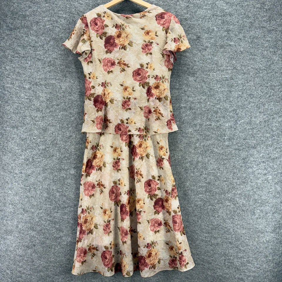 Miss Dorby юбка костюм женщин 10P миниатюрный серый цветочный коротким рукавом трапециевидный Midi - Изображение 2 из 4