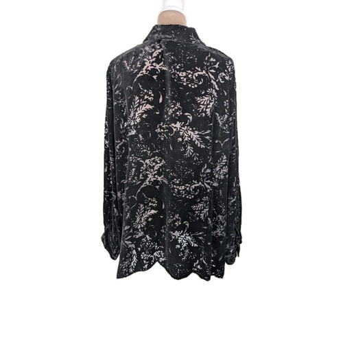 Lauren Ralph Lauren Samt Burnout Top Gr. 2X Whimsigoth schwarz Fairy Grunge transparent - Bild 3 von 9