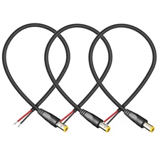 3PCS Short 18AWG DC Power Pigtail Cable0.3M/1FT 7A DC Power 5.5mm x 2.5mm Bar...