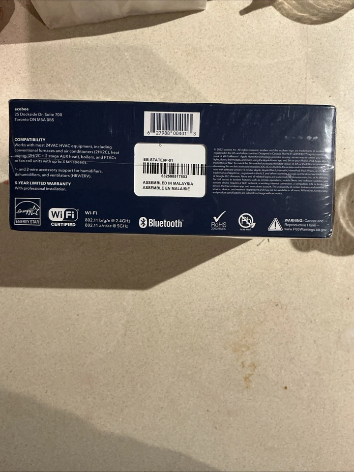 Ecobee EB-STATE6L-01 Smart Wi-Fi Thermostat Compatible with Alexi, Siri, Google - Image 3 of 3