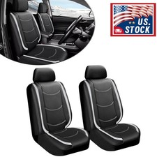Blacksilver Front Car Seat 2-seat Cover Leather For Honda Odyssey Pilot Element Blacksilver Front Car Seat 2-seat Cover Leather For Honda Odyssey Pilot Element