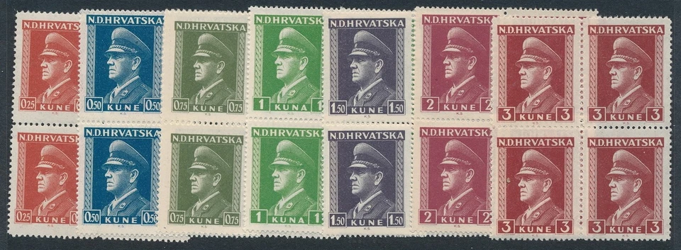 Sello Croacia Bloque Sc 61-80 1943 Segunda Guerra Mundial Guerra Alemana General Ante Pavelich Set MNH Foto 2 de 4
