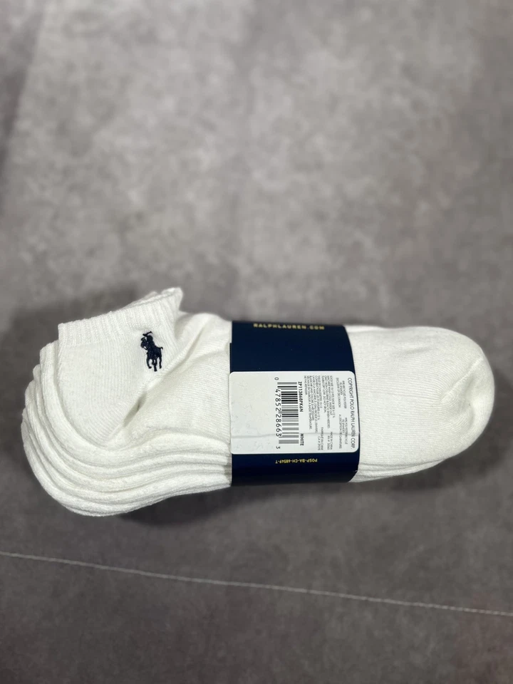 Meias Polo Ralph Lauren Masculina 6 Pares Clássicas de Algodão Esporte Corte Baixo Grande 10-13 - Imagem 2 de 4