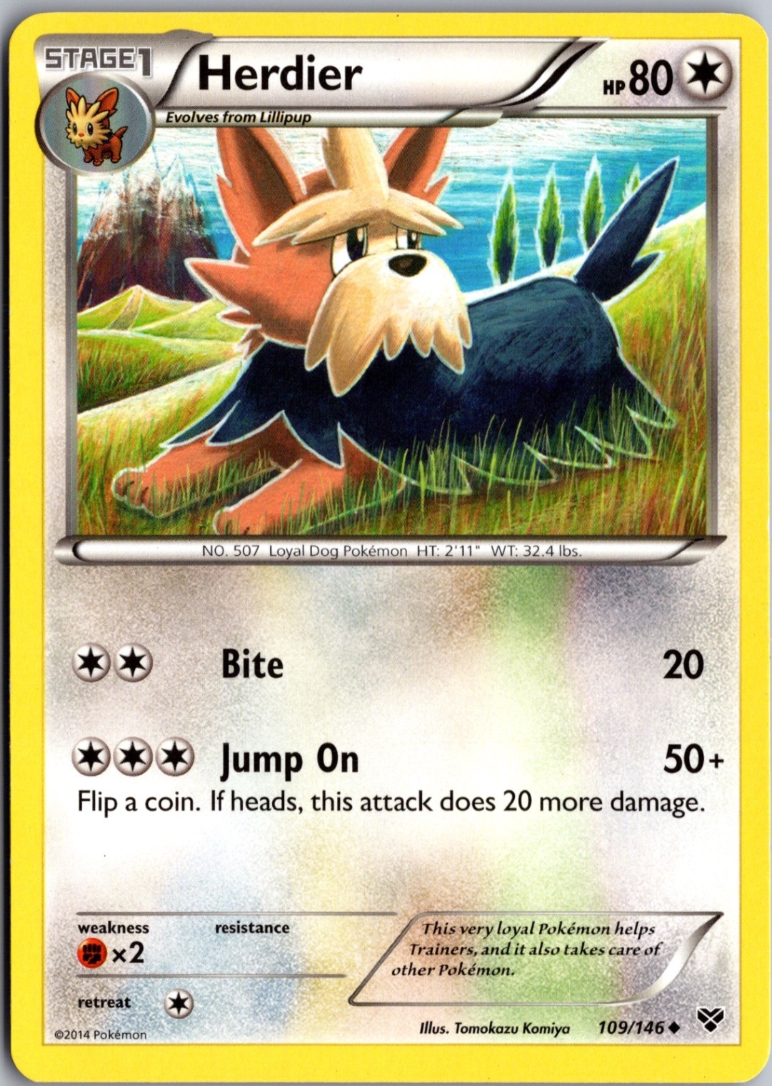 Herdier 109/146 Uncommon XY Base Set Lightly Played Pokemon Card TCG Single