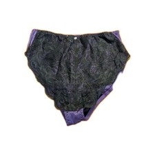Vintage Lily of France Panties 3445 Purple with Black Lace Sz XL