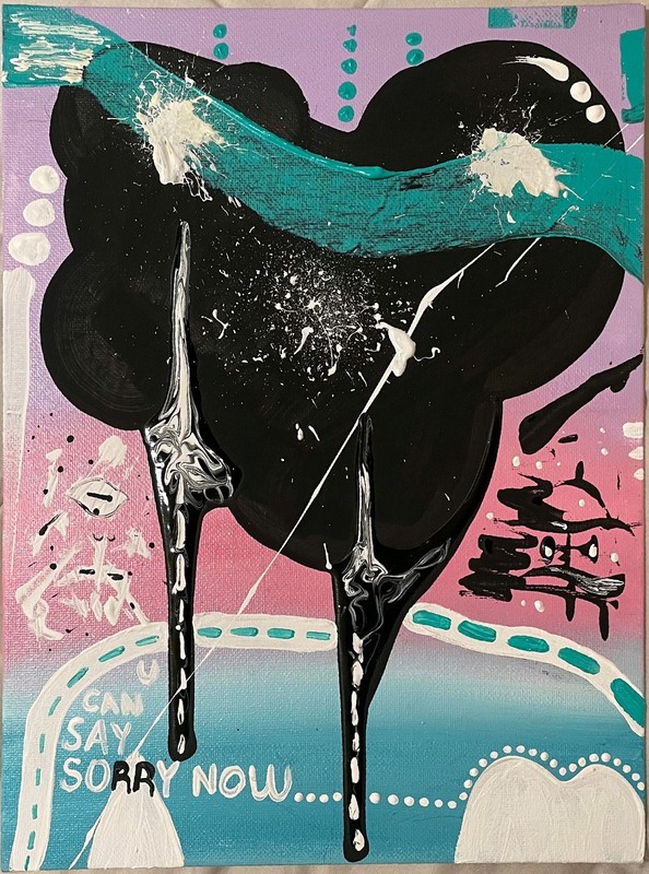 "Can I Say Sorry Now" Signed Abstract Original Canvas Painting Unframed