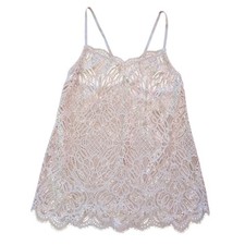 Victoria's Secret Pink Floral Lace Cami Top Sheer S Coquette Fairycore Romantic