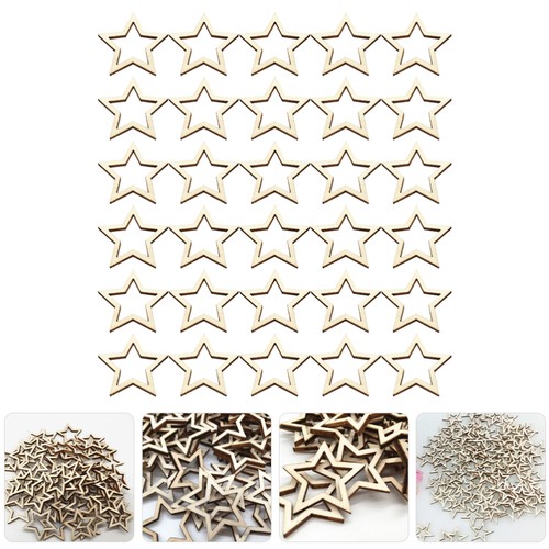 100 Pcs Wood Chip DIY Accessories Gold Star Cutouts Stamps for Crafts Supplies