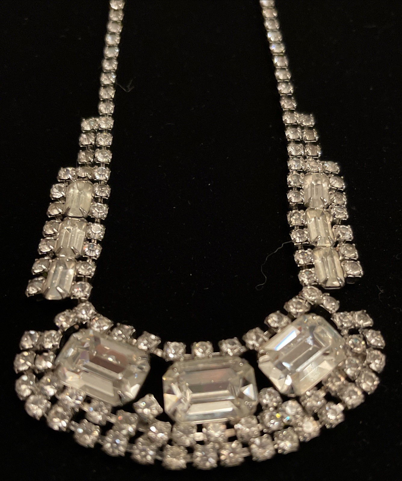 Vintage Clear Rectangular Rhinestone Collar Chock… - image 1