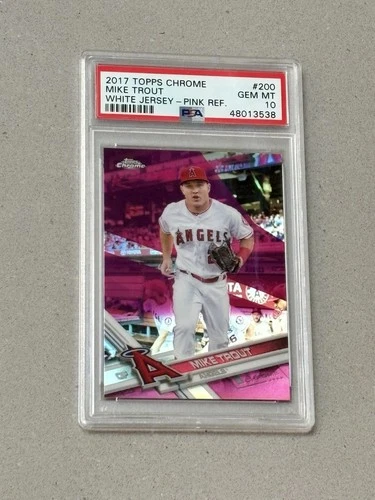 2017 Topps Chrome Mike Trout White Jersey #200 Pink Refractor PSA 10 Gem Mint