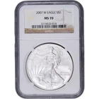 2007 Bullion Silver Eagles NGC MS-70 W BURNISHED SILVER EAGLE
