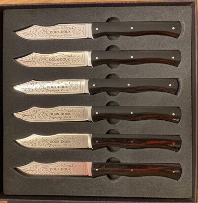 Douk Douk 6er Steakmesserset von MCC Cognet Ebenholz schwarz