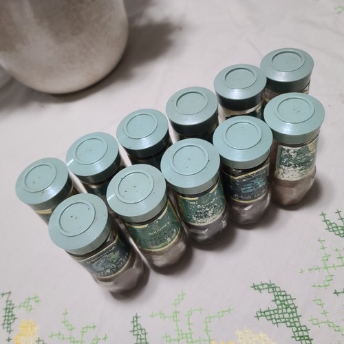 Vintage SCHILLING & MCCORMICK Sage Green Lid Cap Spice Jars Set/LOT of 11 - Picture 4 of 5