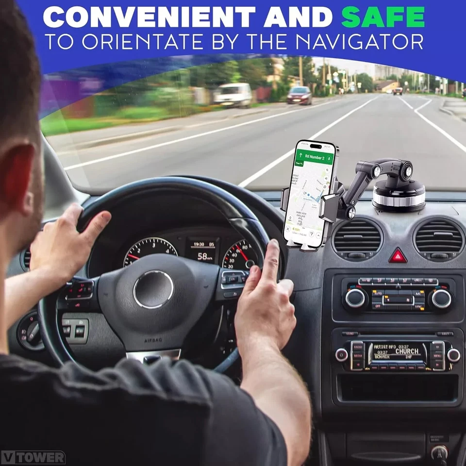 Car Van Trunk Phone Holder Stand Windscreen Dashboard Mobile Support GPS Suction - Image 4 of 4