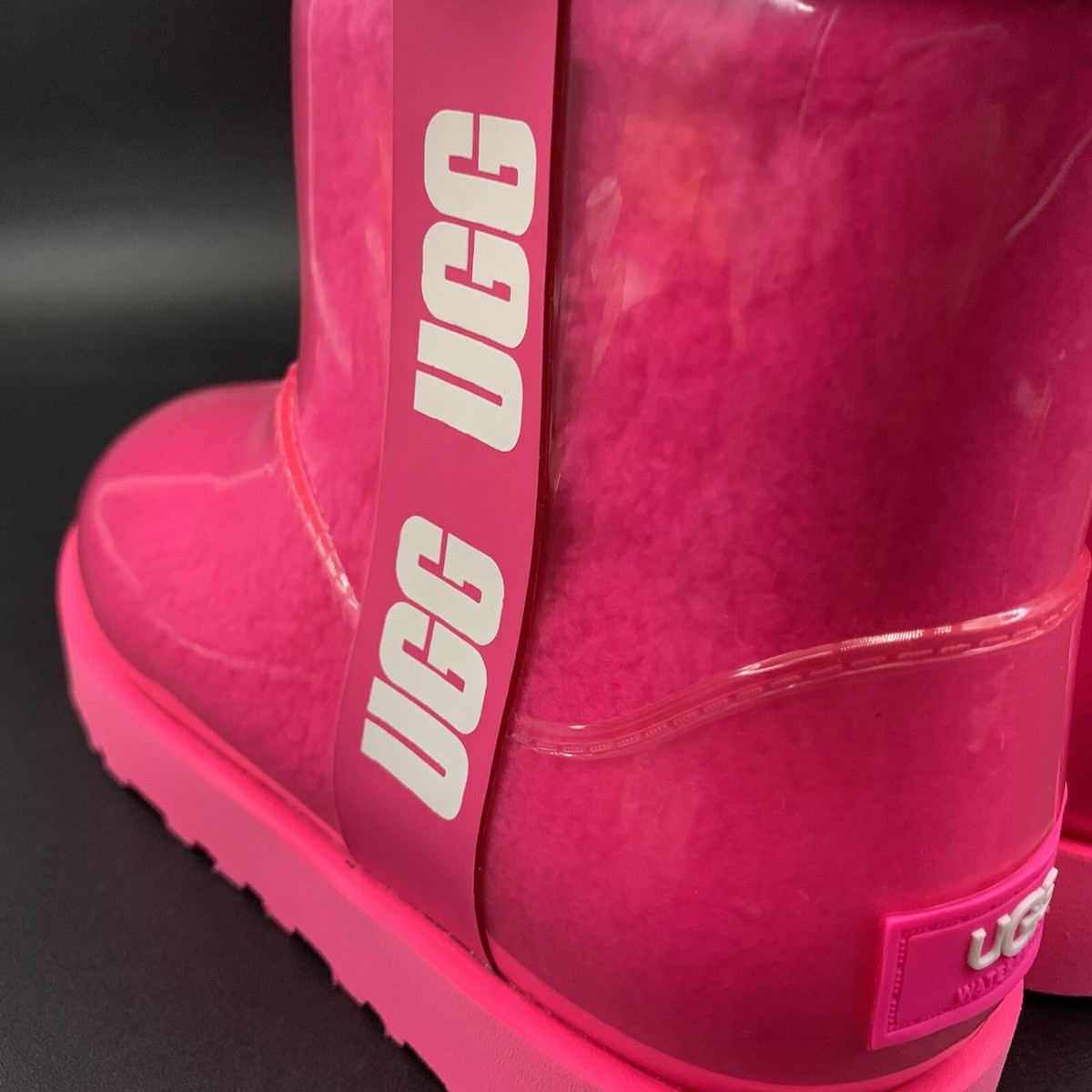 UGG クラシック クリア ミニ ピンク 24cm アグ UGG ☆クラシッククリアミニレインブーツ （ピンク） -waja