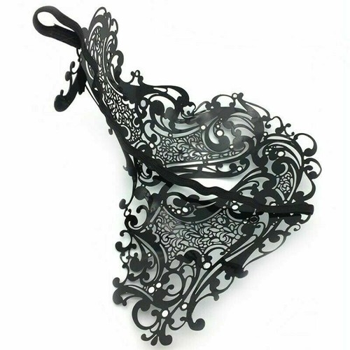 Metal Venetian Mask Masquerade Half Face Party Filigree Rhinestone Diamante - Picture 6 of 15