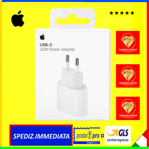 CARICABATTERIA ORIGINALE APPLE USB-C RAPIDO PER IPHONE 11 12 13 14 15 16 PRO