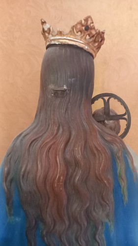Madonna Mayersche Kunstanstalt um 1870 122 cm originale Fassung Kirchenfigur - Bild 8 von 19