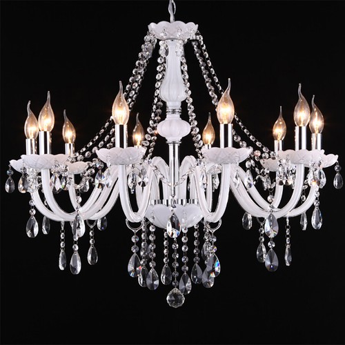Blanco Candelabro 2/6/8/10 Brazo Vela Con Lámpara Original K9 Dije Cristales - Imagen 4 de 6