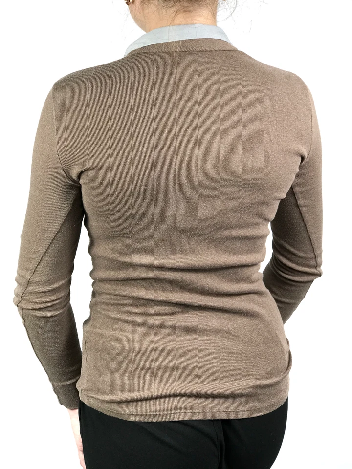 BRUNELLO CUCINELLI Mujer Marrón Cachemir Cuello Suéter | Talla M Foto 3 de 4