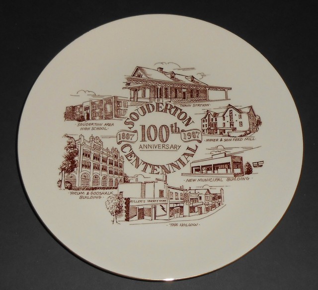 Vintage SOUDERTON PA Centennial Plate History Moyer Yocum Montgomery County PA eBay