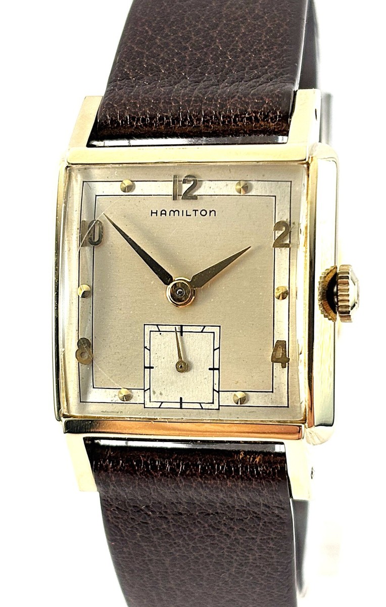 Vintage Hamilton 10K Gold Filled GARY Art Deco Look Mens