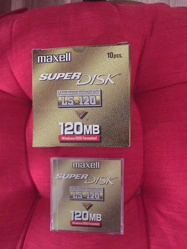 box of 10 maxell Super Disk LS-120 120MB Super Disk Diskettes NEW