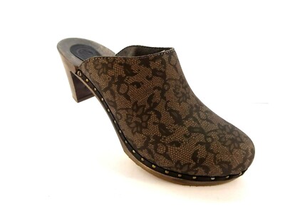Berkemann Trudi 00307-909 Damen Absatz Clogs Holz schwarz-Netzdruck NEU 37,5