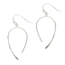 Wire Elliptical Hoop Dangle Drop Earrings Silver